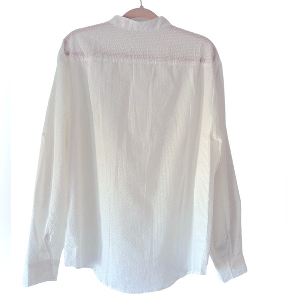 Karlywindow Men’s White Casual Henley Shirt Lightweight Gauze Top - Picture 4 of 10